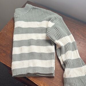Pink Rose girls size 14-16 Striped Sage Green and White Sweater